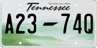 TN license plate A2374Q