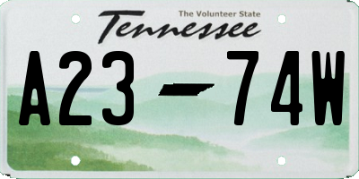 TN license plate A2374W