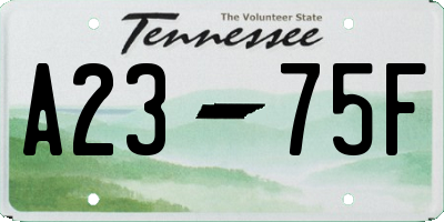 TN license plate A2375F