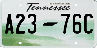 TN license plate A2376C