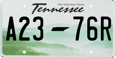 TN license plate A2376R