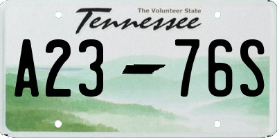 TN license plate A2376S