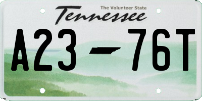 TN license plate A2376T