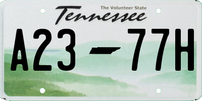 TN license plate A2377H