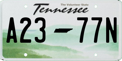 TN license plate A2377N