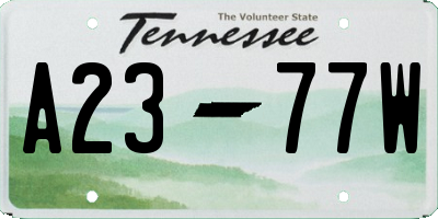 TN license plate A2377W