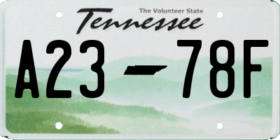 TN license plate A2378F