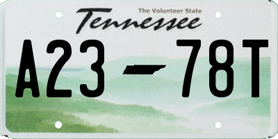 TN license plate A2378T