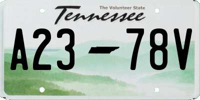 TN license plate A2378V