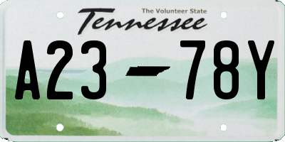 TN license plate A2378Y