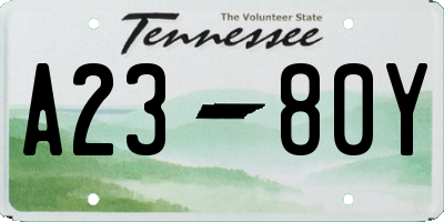 TN license plate A2380Y