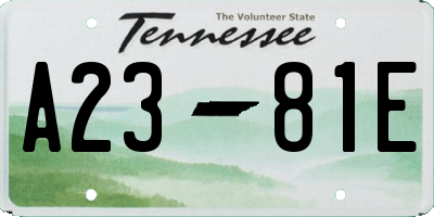 TN license plate A2381E