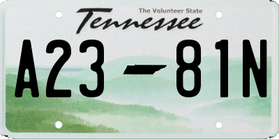 TN license plate A2381N