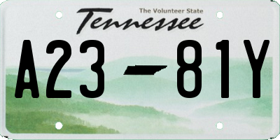TN license plate A2381Y
