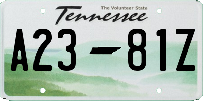 TN license plate A2381Z