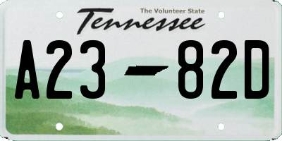 TN license plate A2382D