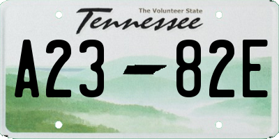 TN license plate A2382E