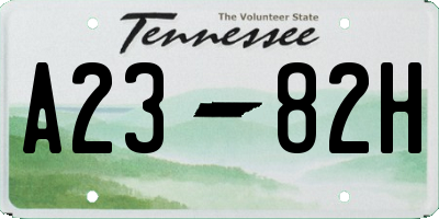 TN license plate A2382H
