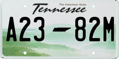 TN license plate A2382M