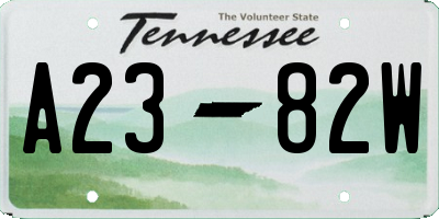 TN license plate A2382W