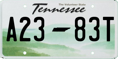 TN license plate A2383T