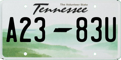 TN license plate A2383U
