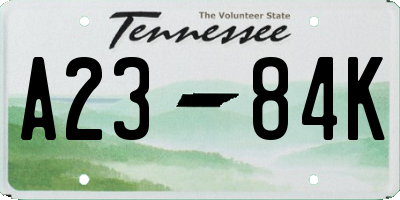 TN license plate A2384K