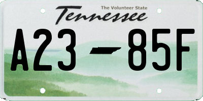 TN license plate A2385F