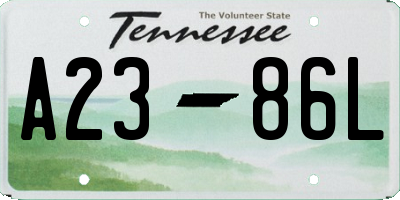 TN license plate A2386L