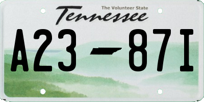 TN license plate A2387I