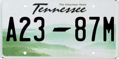 TN license plate A2387M