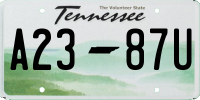 TN license plate A2387U