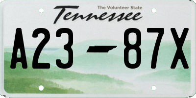 TN license plate A2387X