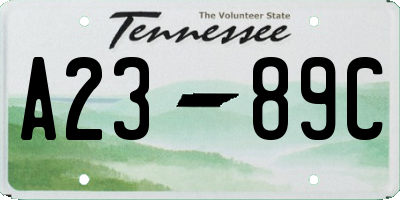 TN license plate A2389C