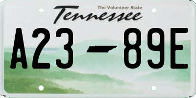 TN license plate A2389E