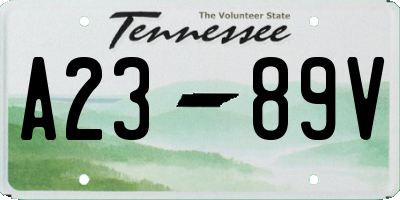 TN license plate A2389V
