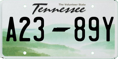 TN license plate A2389Y