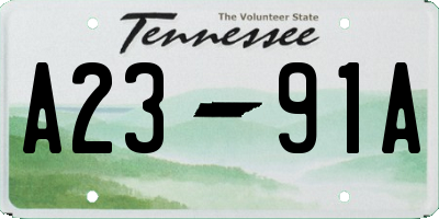 TN license plate A2391A