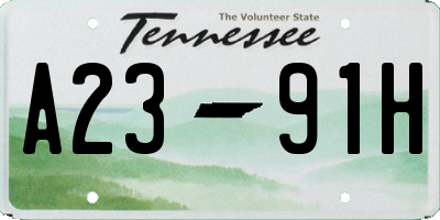 TN license plate A2391H