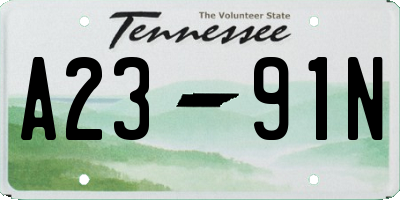 TN license plate A2391N