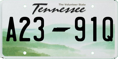 TN license plate A2391Q