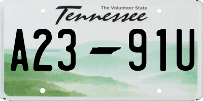 TN license plate A2391U