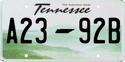 TN license plate A2392B