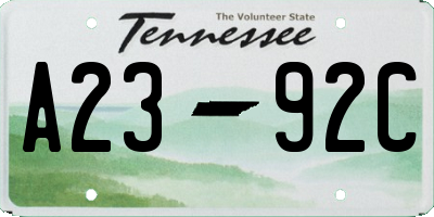 TN license plate A2392C