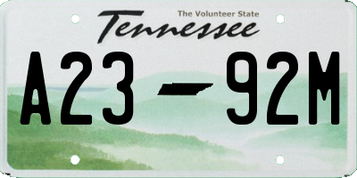 TN license plate A2392M