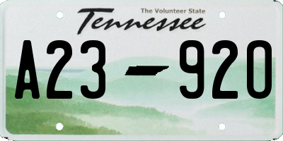 TN license plate A2392O