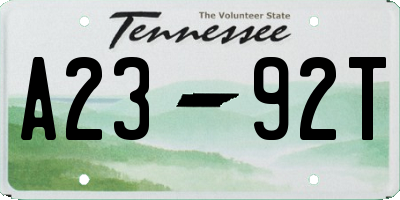 TN license plate A2392T