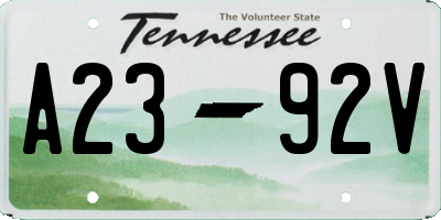 TN license plate A2392V