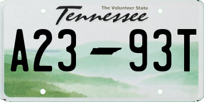 TN license plate A2393T