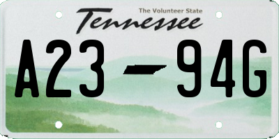 TN license plate A2394G